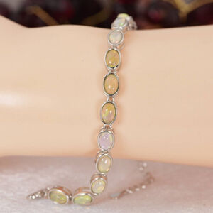 Natural Opal Tennis Bracelet Solid 925 Sterling Silver